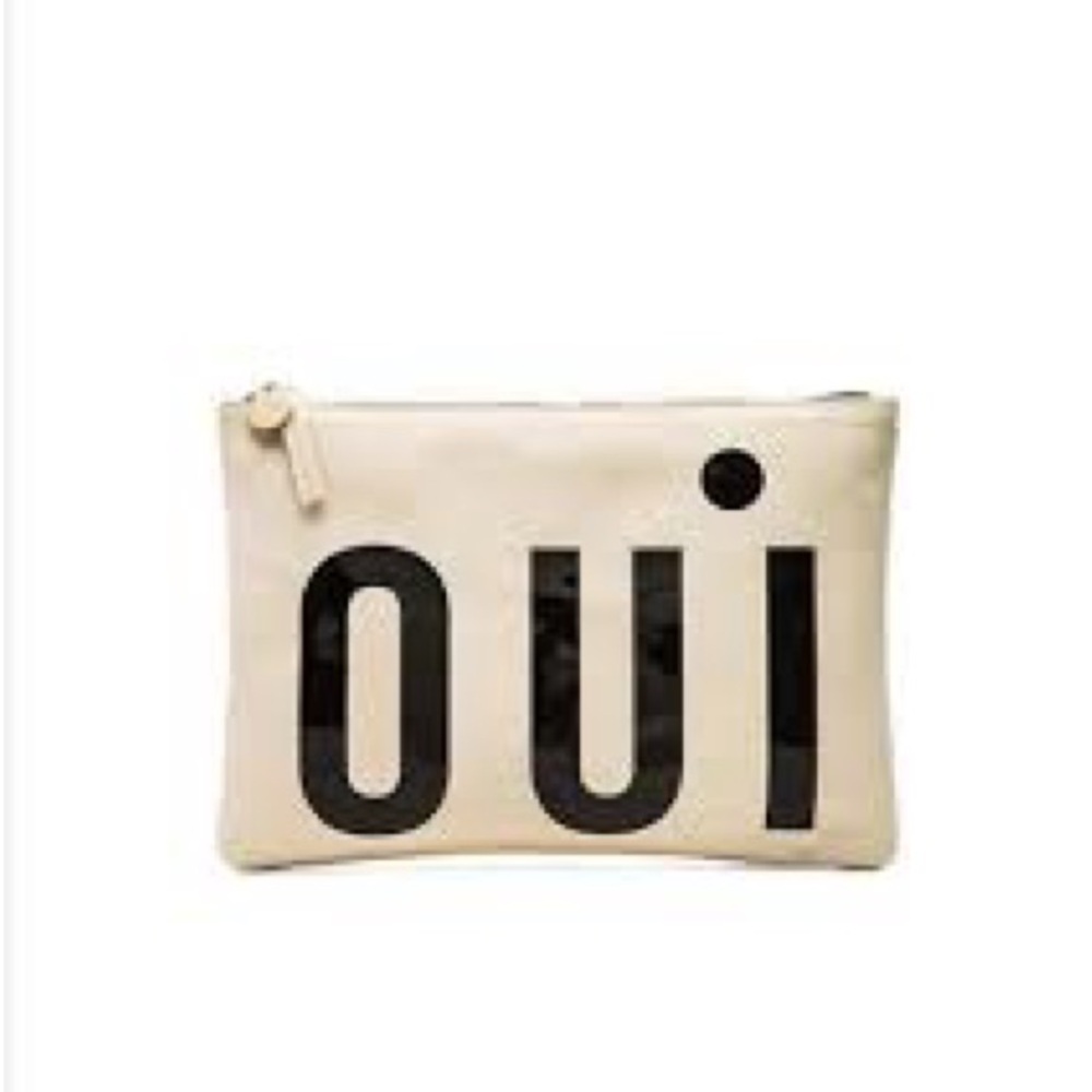Clare V. Oui Flat Oui Clutch in Cream and Black